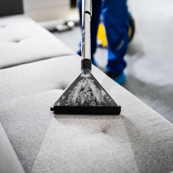 Professional upholstery cleaning on a sofa